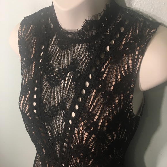 Black and Tan Lace Fringe Dress Charlotte Russe - Picture 4 of 8